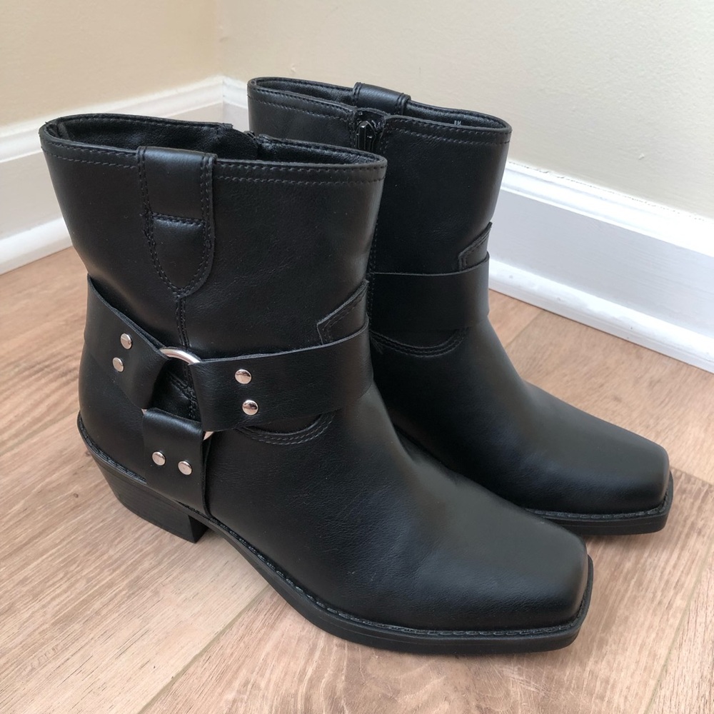 Motorcycle Boots in Faux Leather Size 8